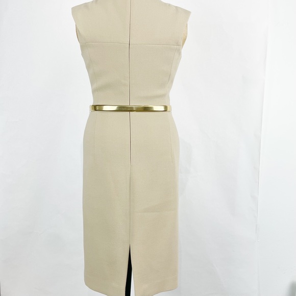 MICHAEL KORS COLLECTION Stretch Boucle Sheath Dress w/ Metallic Gold Belt Size 2 - Picture 2 of 15